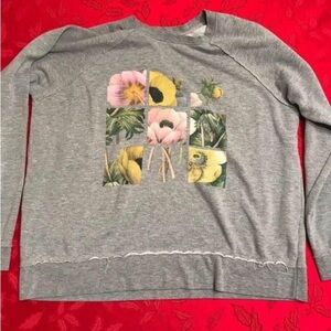 GRAY FLOWERS GRANNY COTTAGE MOM CORE SPRING SWEATSHIRT  COLLEGE WEEKEND XL